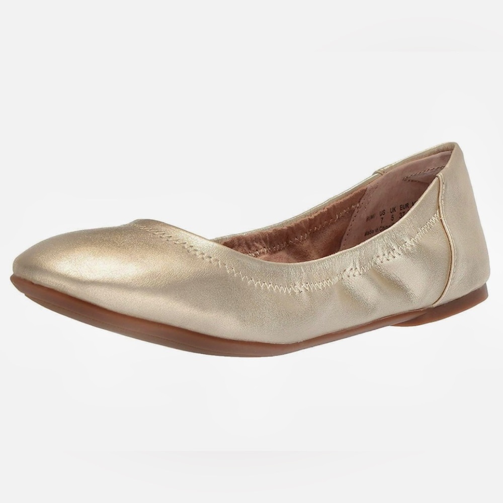 Amazon Essentials Gold Vegan Metallic Sparkle Leather Ballet Flats Size 7 - Picture 3 of 6